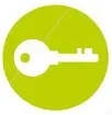 A green car key symbol denoting a service to help people when they are locked out of their car.